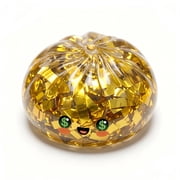 2 Pcs Giant Gold Glitter Dumpling Squishy Toys with Steamer Basket, Jumbo Bao Bun Stress Relief Ball, Viral Fidget Sensory Toys for K*-ids and Adults, Dollar Sign Eyes Money Dumpling
