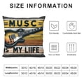 thumbnail image 5 of Vintage Music&nbsp;Guitar Throw Pillow Covers&nbsp;Inspirational Quote Guitar Pillow Case Music is My Life Lettering Cushion Cover  Linen Pillow Case for Sofa Couch, 5 of 5