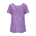 thumbnail image 5 of Helii T Shirts for Women Casual Sequin Glitter Round Neck Short Sleeve Tee Tops Comfys Fit Blouses Fashion Summer Disco Party Rave Outfits S-2XL, 5 of 6