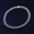 thumbnail image 2 of Round Cut Lab Created Moissanite Diamond 15MM Two Row Cuban Link Chain Necklace For Men In 14K White Gold Over Sterling Silver 18" Length(Color G-H,Clarity VVS1,23.30 Ct), 2 of 10