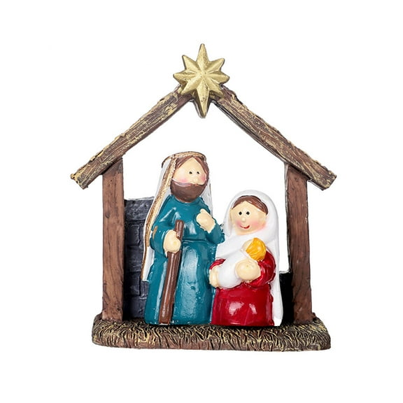 Resin Jesus Christ Statues Figurines Nativity Scene Figurine - Handcrafted Jesus Sculpture Figurine Collectible Religious Figures, The Holy Family Statue for Table Shelf Home Office Holiday