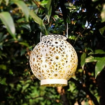 HEMOTON Durable White Hanging Solar Lantern for Garden with Automatic Night Illumination, Polycrystalline Silicon Material