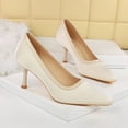 thumbnail image 2 of Women Square Toe High Heels 7.5CM Stiletto Sexy Satin Pumps Wedding Evening for Bride Prom Party, 2 of 5