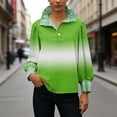 thumbnail image 5 of St. Patrick's Day Sweatshirt for Women Glitter Clover Graphic Ribbed Collared Long Sleeve Relaxed Fit Festive Holiday Clothes Top, 5 of 7