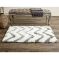 thumbnail image 3 of SAFAVIEH Barcelona Carmella Chevron Stripes Shag Area Rug, Ivory/Silver, 5' x 8', 3 of 6
