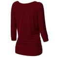 thumbnail image 2 of Thanth Womens Dolman Sleeves V-Neck Solid Shirring Drape Basic Tunic Top, 2 of 4