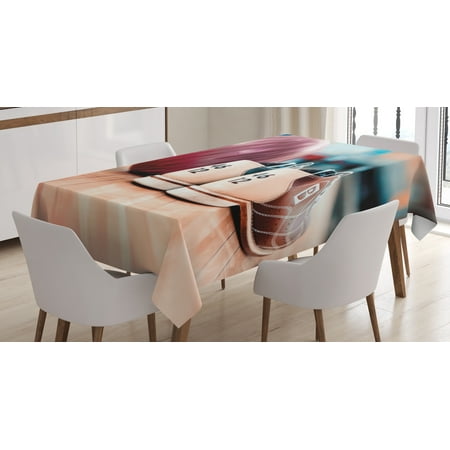 Shoe Table Decorations Bowling Party Decorations Tablecloth, Close Up Bowling Shoes with Purple Ball on Alley Indoor Activity, Rectangular Table Cover for Dining Room Kitchen, 52 X 70 Inches, Multicolor, by Ambesonne ()