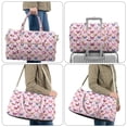 thumbnail image 6 of Garronmavis Pink Butterfly Print Large Quilted Duffle Bag for Women, Weekender Travel Bag Carry On Overnight Bag, Lightweight Gym Dance Tote with Zipper Pockets, 6 of 7