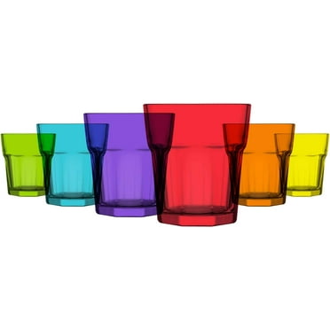 LAV Colored Drinking Glasses Set of 6 - Colored Glass Cups 10.25 Oz - Colorful Drinking Glasses - Multicolor Water Drinking Glass Set
