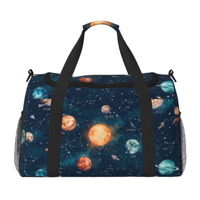 Disketp Solar System And Planets Travel Duffle Bag, Weekender Carry-On Bag for Women, Sports Gym Bag for Men, Lightweight Travel Essential