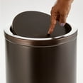 thumbnail image 4 of mDesign Small Round Metal 4.8 Gal. Covered Bathroom Swing Lid Trash Can, Bronze, 4 of 7