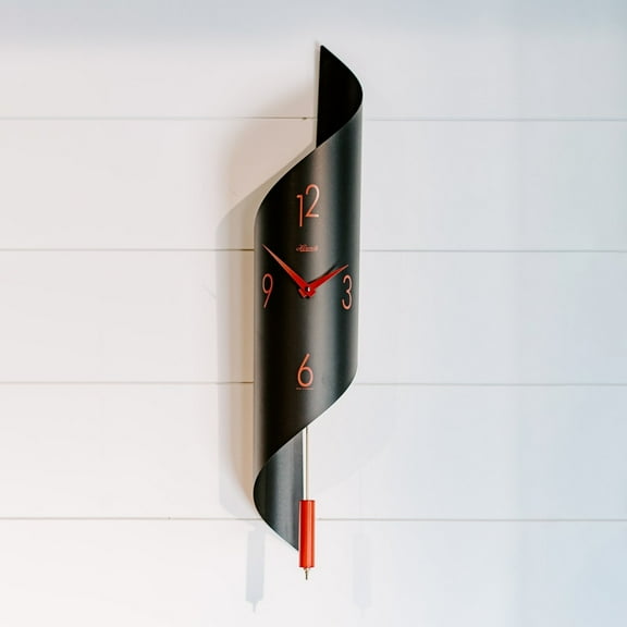 Hermle 27" Black and Red Pendulum Wall Clock