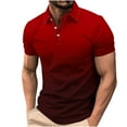 thumbnail image 2 of Teissuly Men's Casual Gradient Short Sleeved Lapel Button Up T-shirt Top, 2 of 5