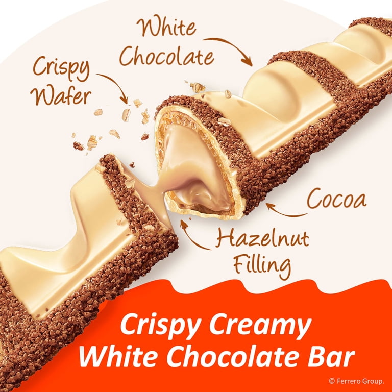 Kinder Bueno White Chocolate Bar with Crispy Wafer and Hazelnut