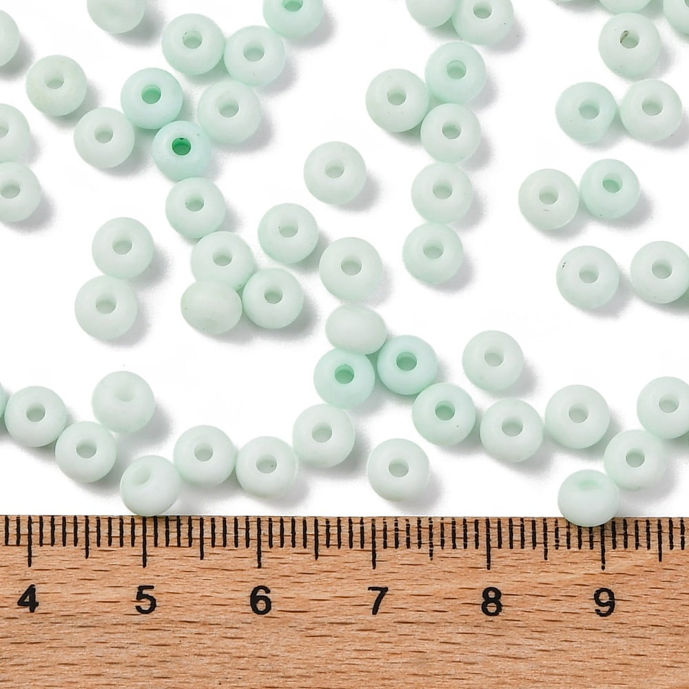 Baking Paint Glass Seed Beads Round Hole Rondelle Grade A Honeydew 5~6x3.5~4mm Hole: 1.6~1.8mm 3000pcs/pound