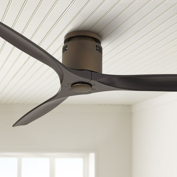 52" Casa Vieja Rustic Farmhouse 3 Blade Indoor Hugger Ceiling Fan with Remote Control Oil Rubbed Bronze Matte Black Wood for Living House Dining Room