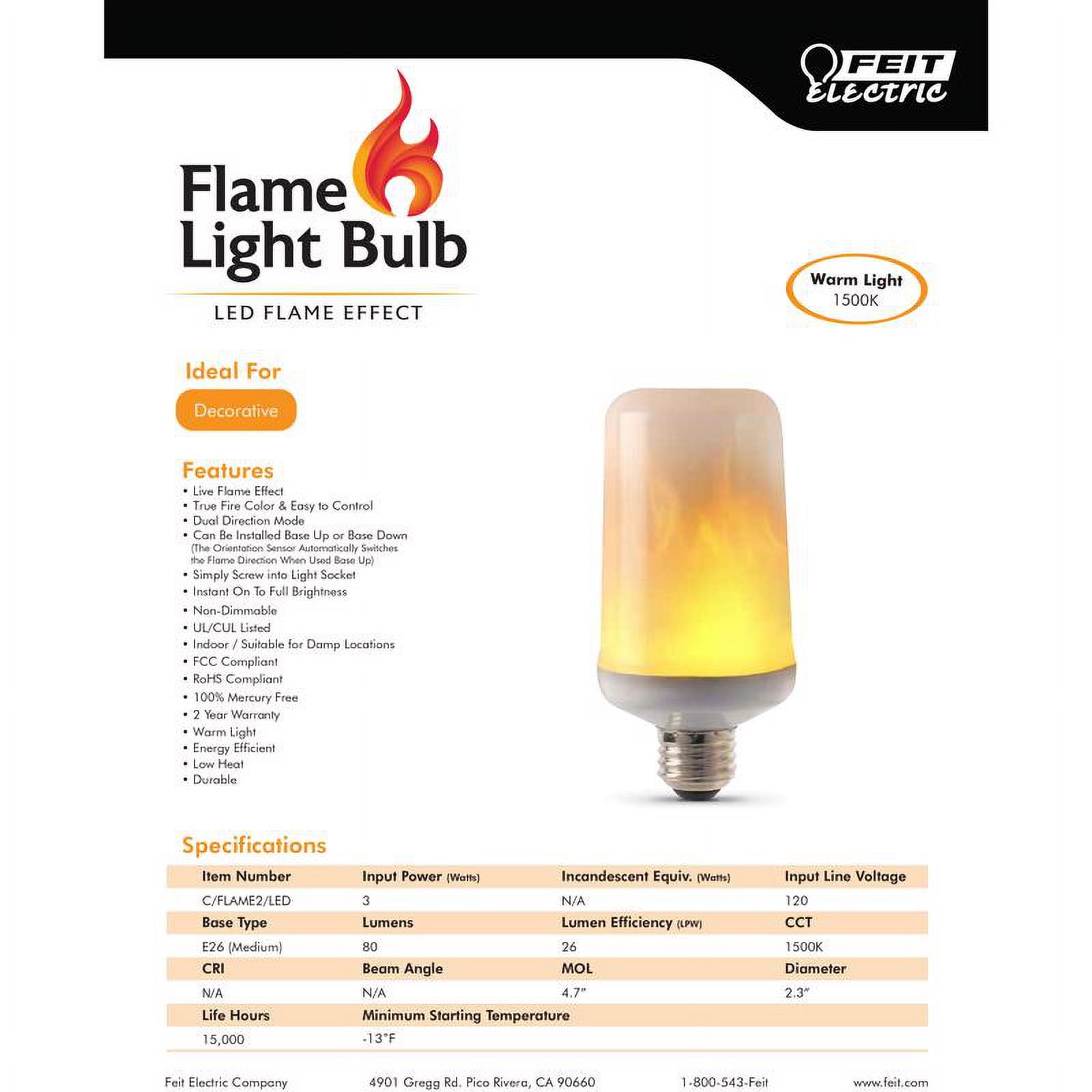 Feit LED Flame Bulb S6 E26 (Medium) LED Bulb Warm Candle Light 30 Watt Equivalence 1 pk