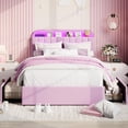 thumbnail image 2 of YUSAZENS Twin Size Velvet Upholstered Bed Frame with LED Light, MDF Structure 2 Underbed Storage Drawers, Floor Standing Soft Platform Bed No Box Spring Needed,  Purple, 2 of 7