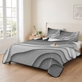 thumbnail image 2 of Queen Quilt Set 90''x96'', Black Grey Ombre Lightweight Bedspread Coverlet with 2 Pillow Shams, Modern Geometric Abstract Aesthetic Cream Breathable All Season Quilt Bedding for Bedroom/Guest Room, 2 of 9