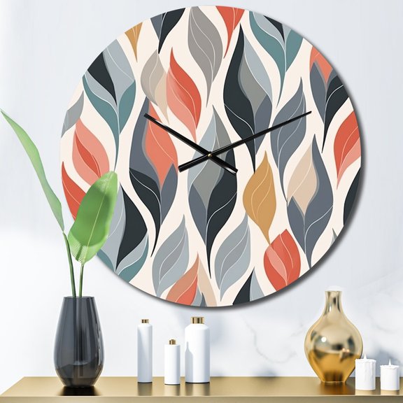 Designart "Retro Foliage Dream I" Modern Geometric Oversized Wall Clock