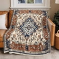 thumbnail image 4 of Boho Vintage Throw Blankets, Ethnic Tribal Floral Pattern Soft Fleece Blanket Decorative for Home Sofa Couch Chair Living Bedroom, 40x50 inches, Beige Brown Blue, 4 of 9