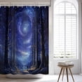 thumbnail image 5 of Forest Shower Curtain Abstract Galaxy Shower Curtain Bush Tree Forest Purple Sky Oil Painting Art Style Bathroom Bathtub Waterproof Shower Curtain Set with 12 Hooks 72x72 inches, 5 of 6