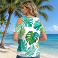 thumbnail image 4 of ASDFVBKG Womens Summer Tops Hawaiian Tropical Short Sleeve V Neck T Shirts Loose Casual Tshirts Light Green L, 4 of 4