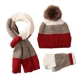 thumbnail image 2 of Herrnalise 3Pcs Kids Hat Scarf and Snow Gloves Set, Winter Knit Warm Soft Pom-Pom Beanie Outdoor for Boys Girls and Toddlers, 2 of 5
