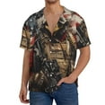 thumbnail image 7 of Lsque Bald Eagle Soldier print Men's Cuban Collar Short Sleeve Shirt Summer Beachwear Casual Button Down Fashionable Vacation Leisure Shirt-4X-Large, 7 of 7