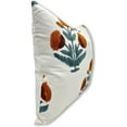 thumbnail image 2 of Fabdivine Block Print Throw Pillow Cover, 24x24 Inch Thick Cotton White Handmade Cushion Cover, Floral Print Boho Design Mustard Pillow Cover for Sofa and Couch, 2 of 5