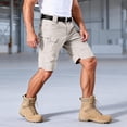 thumbnail image 5 of Cargo Shorts for Men Waterproof Tactical Work Shorts Knee Length Baggy Elastic Waist Hiking Shorts with Pockets Khaki L, 5 of 7