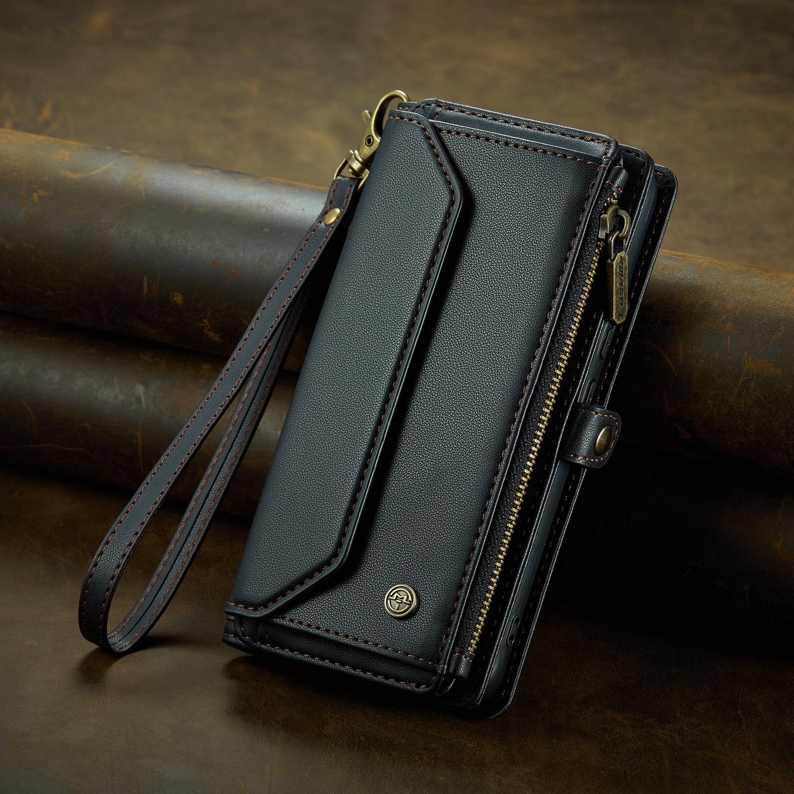 TECH CIRCLE Wallet Phone Case for Samsung Galaxy S24 (6.2") 2024 - Stylish Crossbody Phone Case with Shoulder/Wrist Straps, Lightweight PU Leather Cover with Card Slots & Pocket, Black
