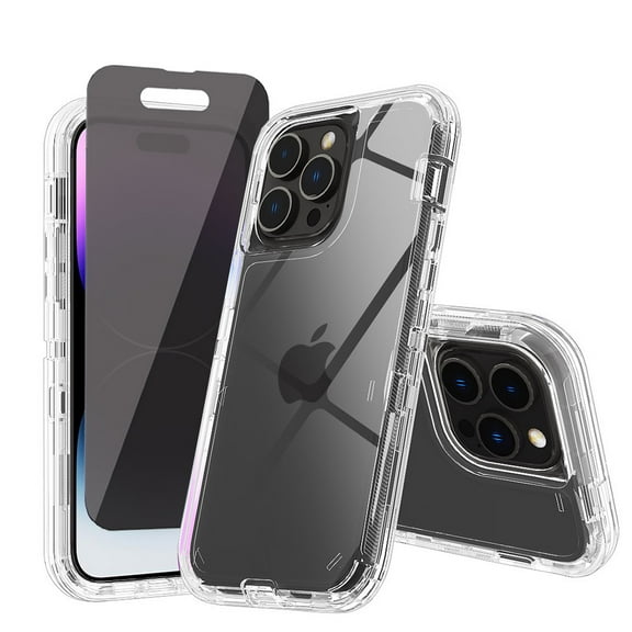 Xhy iPhone 14 Plus Case with Privacy Screen Protector Reinforced Bumper Protection Anti Scratch Transparent Shockproof Durable Non-Yellowing Crystal Clear Case for iPhone 14 Plus 6.7 inch 2022 Phone