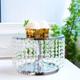 thumbnail image 3 of Soporte dorado para tartas de boda de 12 pulgadas con colgantes de cristal brillante, soporte tipo candelabro de metal para tartas de magdalenas y postres, plato expositor redondo con espejo para mesa, 3 of 7