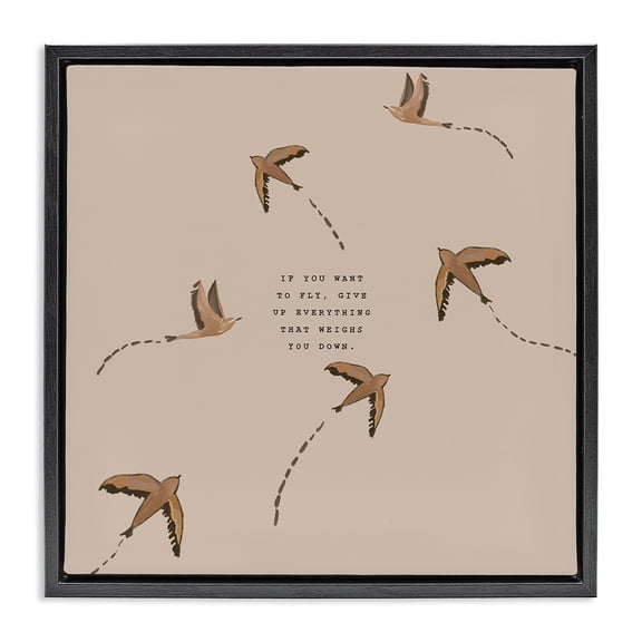 Stupell Industries Eclectic If You Want To Fly Black Floating Frame Canvas Art, 18 x 18, by Amelia Noyes