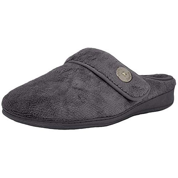 Women s Indulge Sadie Mule Slipper- Comfortable Spa House Slippers that include Three-Zone Comfort with Orthotic Insole Arch Support, Soft House Shoes for Ladies Dark Grey 8 Medium US
