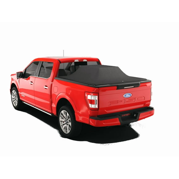 Fits 2021-2023 Ford F-150 Sawtooth Tonneau Cover TF1146-02 STRETCH; Soft Roll-Up Hook And Loop; Non-Lockable; Matte Black; Textile Composite; Expandable