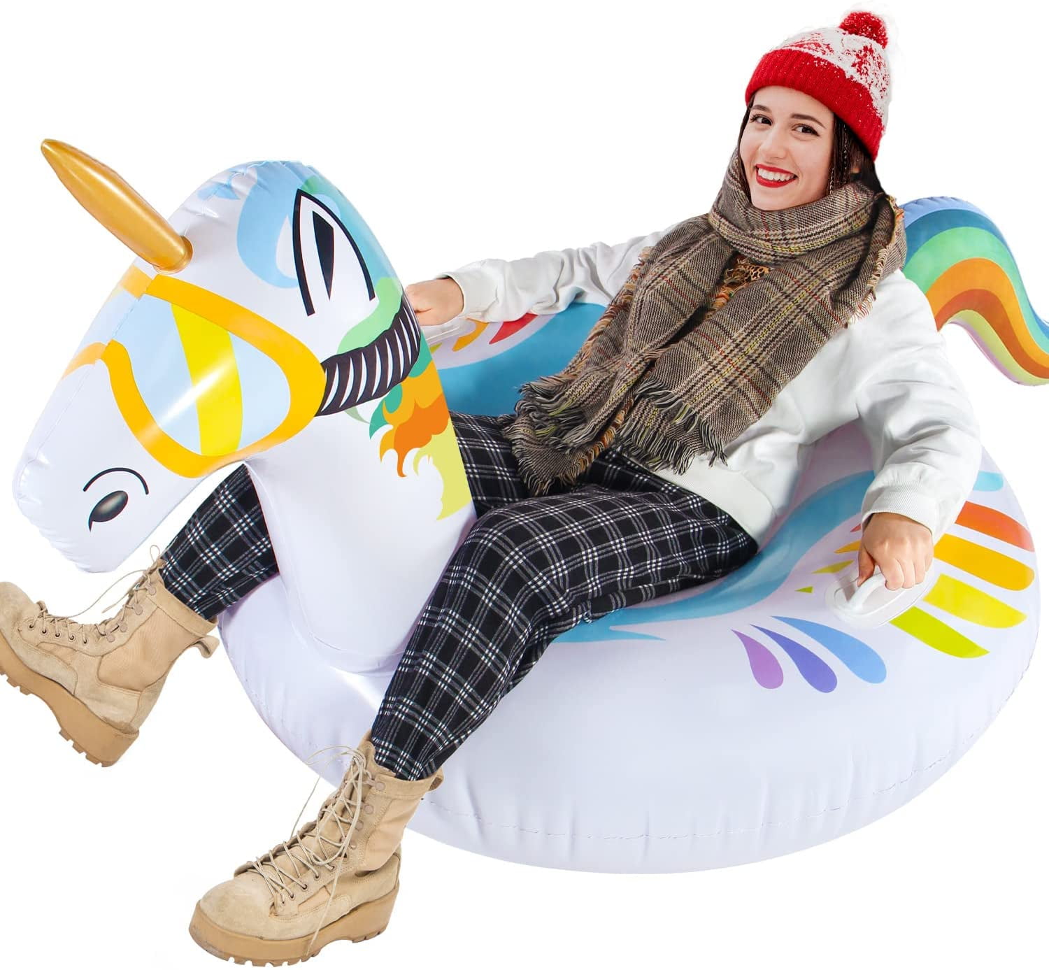 Giant Snow Tube, Inflatable sleds for Snow, Heavy Duty Unicorn Snow