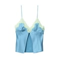 thumbnail image 4 of Franhais Women's Summer Lace Floral Camisole Sleeveless Backless Deep V Neck Split Sling Vest, 4 of 5