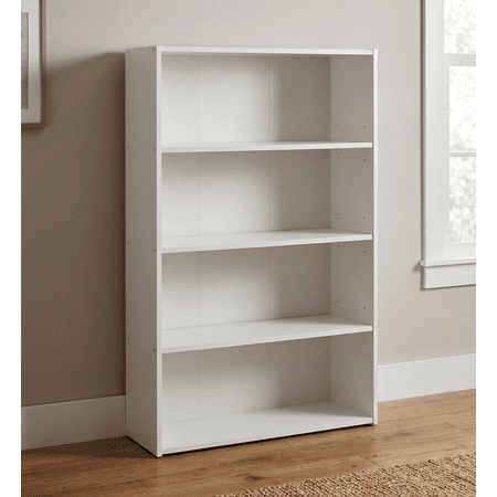 4-Shelf Open Bookcase, Modern Storage Organizer Display Stand for Home Office, White