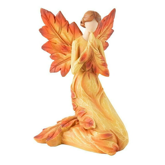 MVNSFEW Vintage Fall Maple Leaf Angel Statue Resin Angels Figurines Resin Hand Painted Figure Autumn Decorations for Home Home Decor Festive Decoration Wedding Ornament