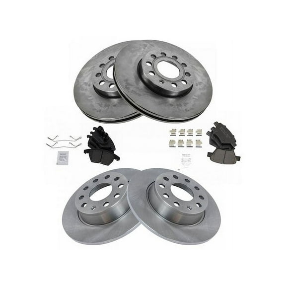 Front and Rear Brake Pad and Rotor Kit - Compatible with 2012 - 2013 Volkswagen Beetle 2.5L 5-Cylinder