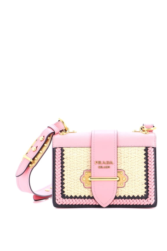 Pre-Owned Cahier Crossbody Bag Leather and Straw Small By Rebag