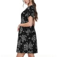 thumbnail image 3 of Lafuoo Turtle Pattern Women's Short Sleeve Dress, Elastic Waist with Pockets, Knee-length A-line Skirt, Summer Casual Wear-Large, 3 of 8