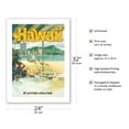 thumbnail image 2 of Hawaii - Waikiki Beach - United Air Lines - Vintage Airline Travel Poster by Allen Beck c.1970s - Fine Art Matte Paper Print (Unframed) 24x32in, 2 of 4