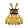 thumbnail image 2 of iEFiEL Girls Metallic Sequins Tutu Dress Dancewear Ballet Performance Skirted Leotard Gold 14, 2 of 7