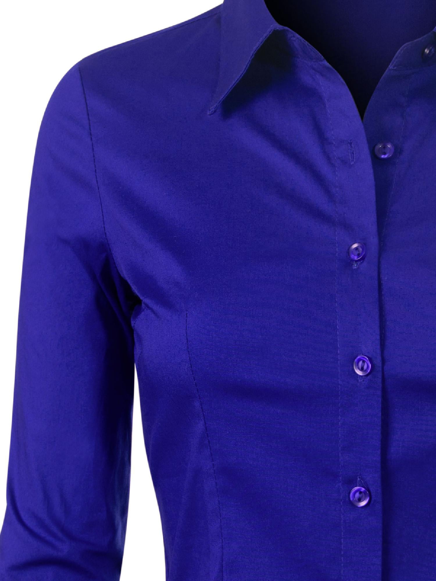 royal blue button down blouse