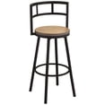 thumbnail image 2 of Elm Lane Latham Matte Black Swivel Bar Stool 25 1/4" High Industrial Roark Gray Wood Seat with Backrest Footrest for Kitchen Counter Height Island, 2 of 9