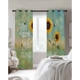 thumbnail image 2 of Sunflowers Black Out Curtains 63 Inch Long, Room Darkening Draperies Curtains Panels, Modern Bee You Are My Sunshine Green Thermal Insulated Curtain for Bedroom Living Room 52"x63" 2 Panels, 2 of 8