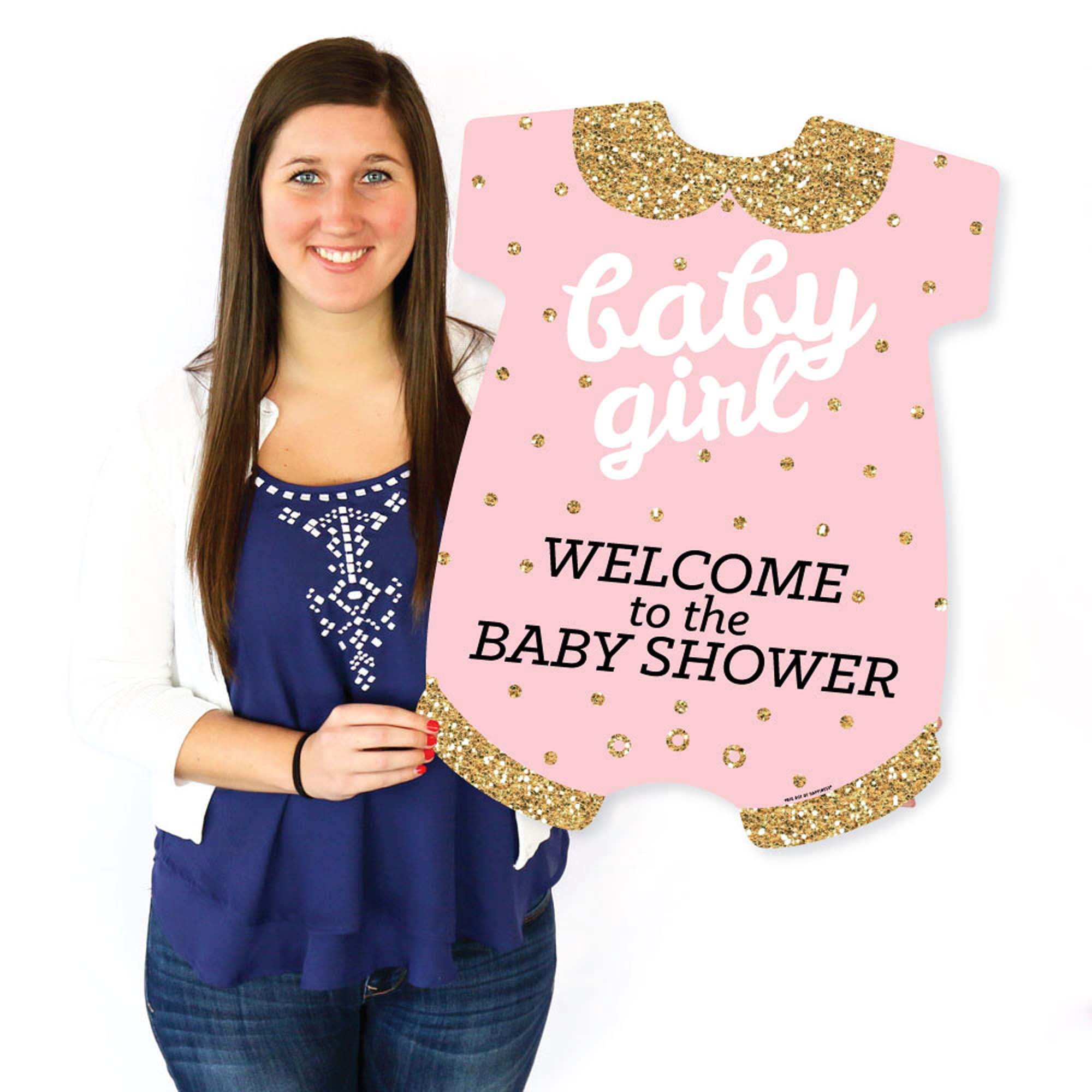 Big Dot of Happiness Hello Little One - Pink and Gold - Party Decorations - It's A Girl Baby Shower Welcome Yard Sign